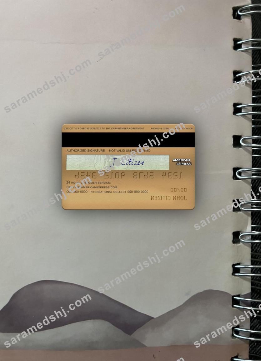 USA Maryland Howard Personal bank AMEX gold card photolook back